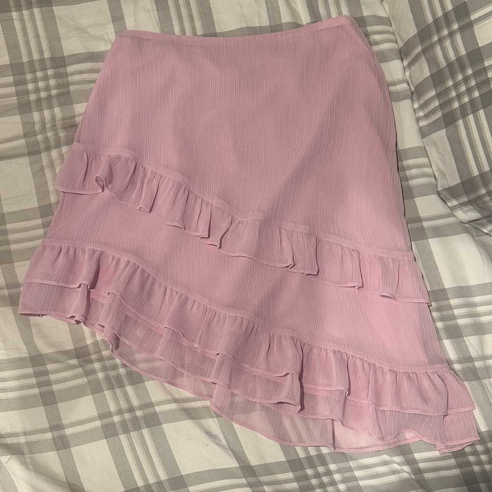 Bar III Light Pink Asymmetrical Ruffle Mini Skirt